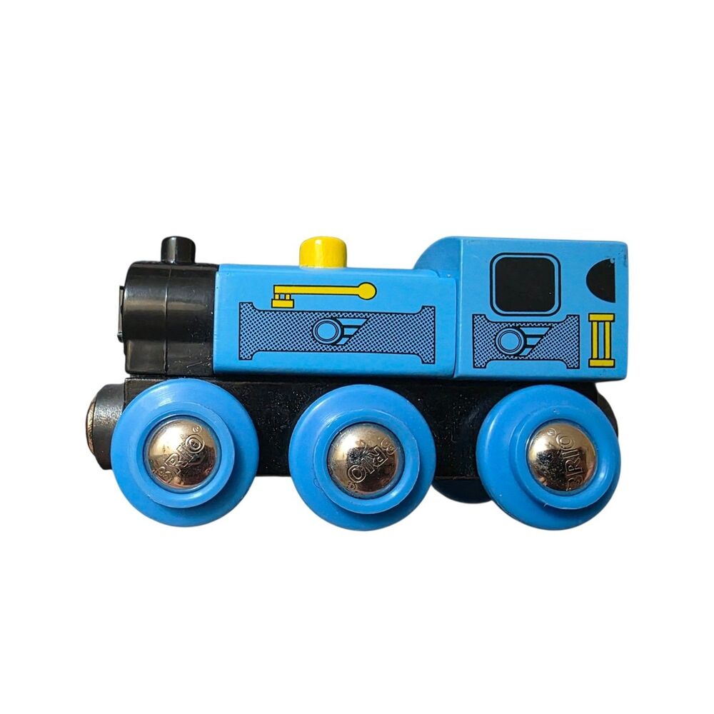 BRIO 33607 BLUE Engine Classic Wooden Railway Train 2004 Toy Silver Tone Wheels